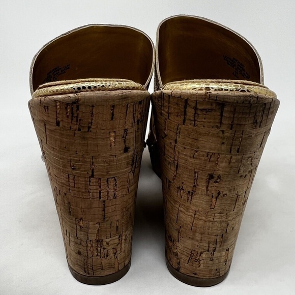 Nine West Open Toe Gold Strap NW Jaimy Wedge Heels Womens Size 8.5 M - Picture 5 of 12